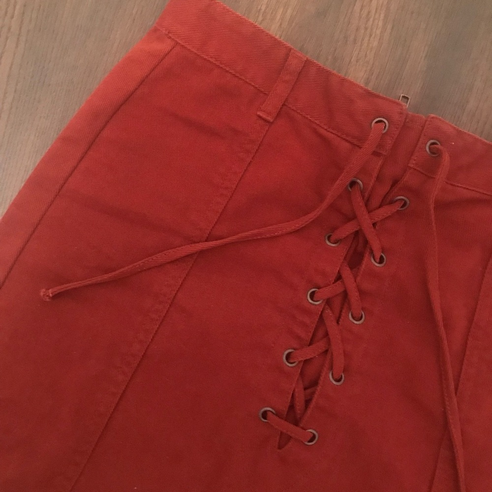 Burnt Orange Tie-Up Skirt